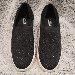 Skechers Black Rhinestone Slip On Shoes